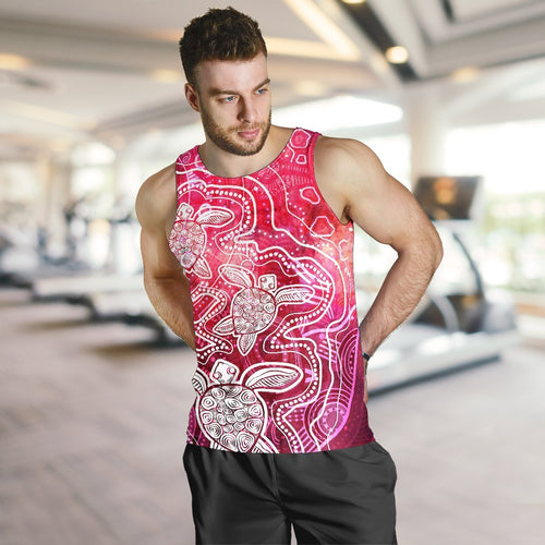 aboriginal-mens-tank-top-sea-turtle-with-indigenous-patterns-pink