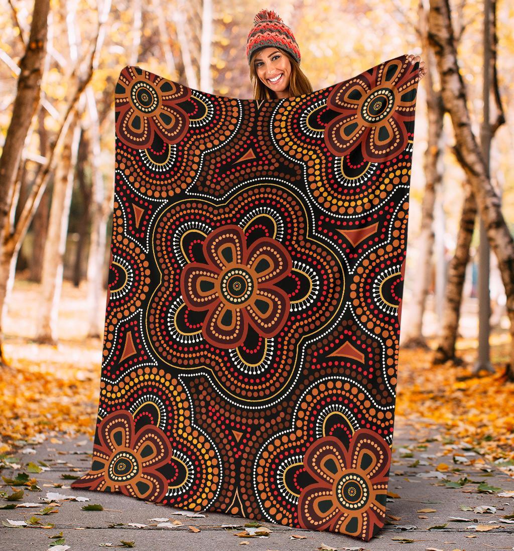 aboriginal-premium-blanket-aboriginal-dot-painting-flowers-style-ver02