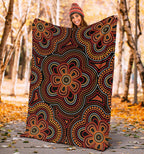 aboriginal-premium-blanket-aboriginal-dot-painting-flowers-style-ver02