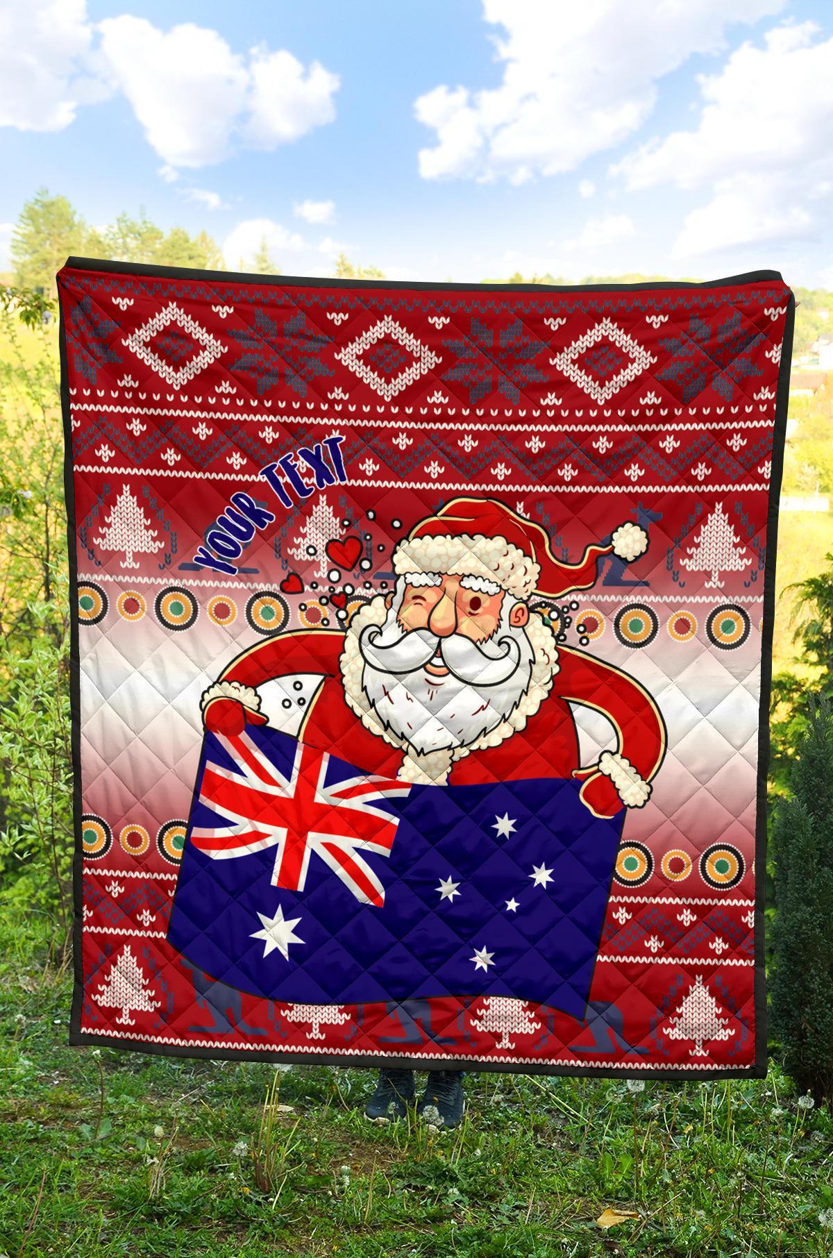 christmas-personalised-premium-quilt-australia-santa-claus-hold-the-flag-red
