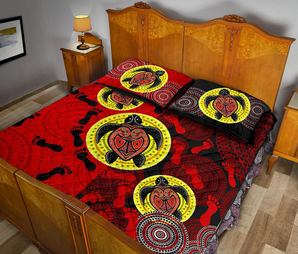 aboriginal-quilt-cover-set-dot-painting-turtle-footprint