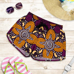 Aboriginal Women's Shorts - Flowers Dot Panting Art - Vibe Hoodie