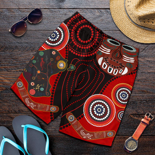 1staustrailia-aboriginal-shorts-indigenous-dot-painting-map