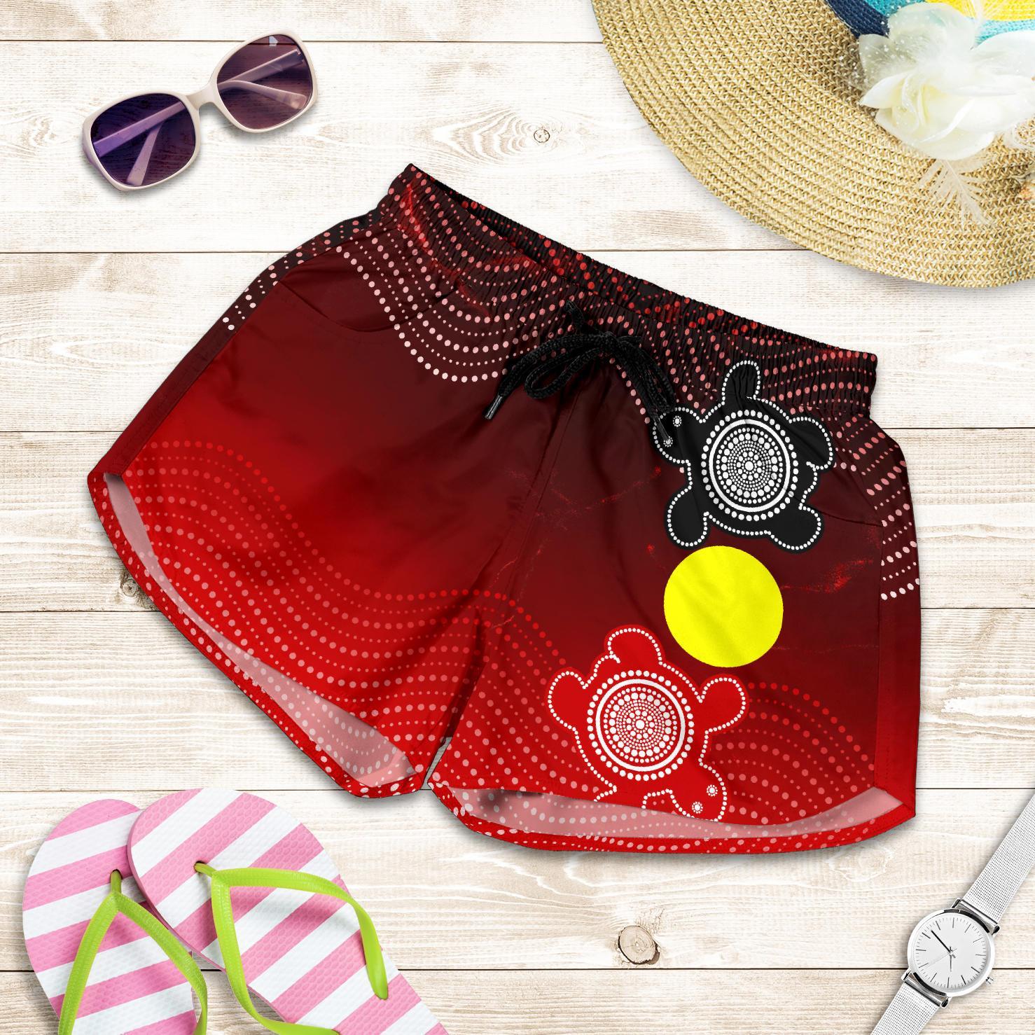 Aboriginal Women's Shorts - Indigenous Circle Dot Painting Style - - Vibe Hoodie