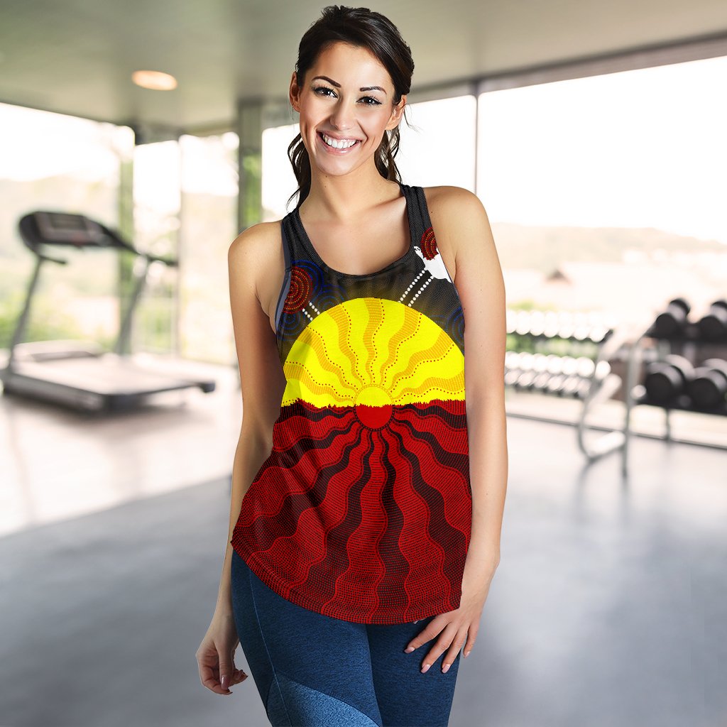 Aboriginal Women's Racerback Tank, Aboriginal Lives Matter Flag Sun Dot Painting - Vibe Hoodie