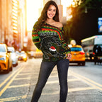 Penrith Panthers Christmas Women's Off Shoulder Sweater Indigenous - Vibe Hoodie
