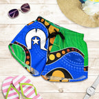Torres Strait Islands All Over Print Women's Shorts -  Flag with Aboriginal Patterns - Vibe Hoodie