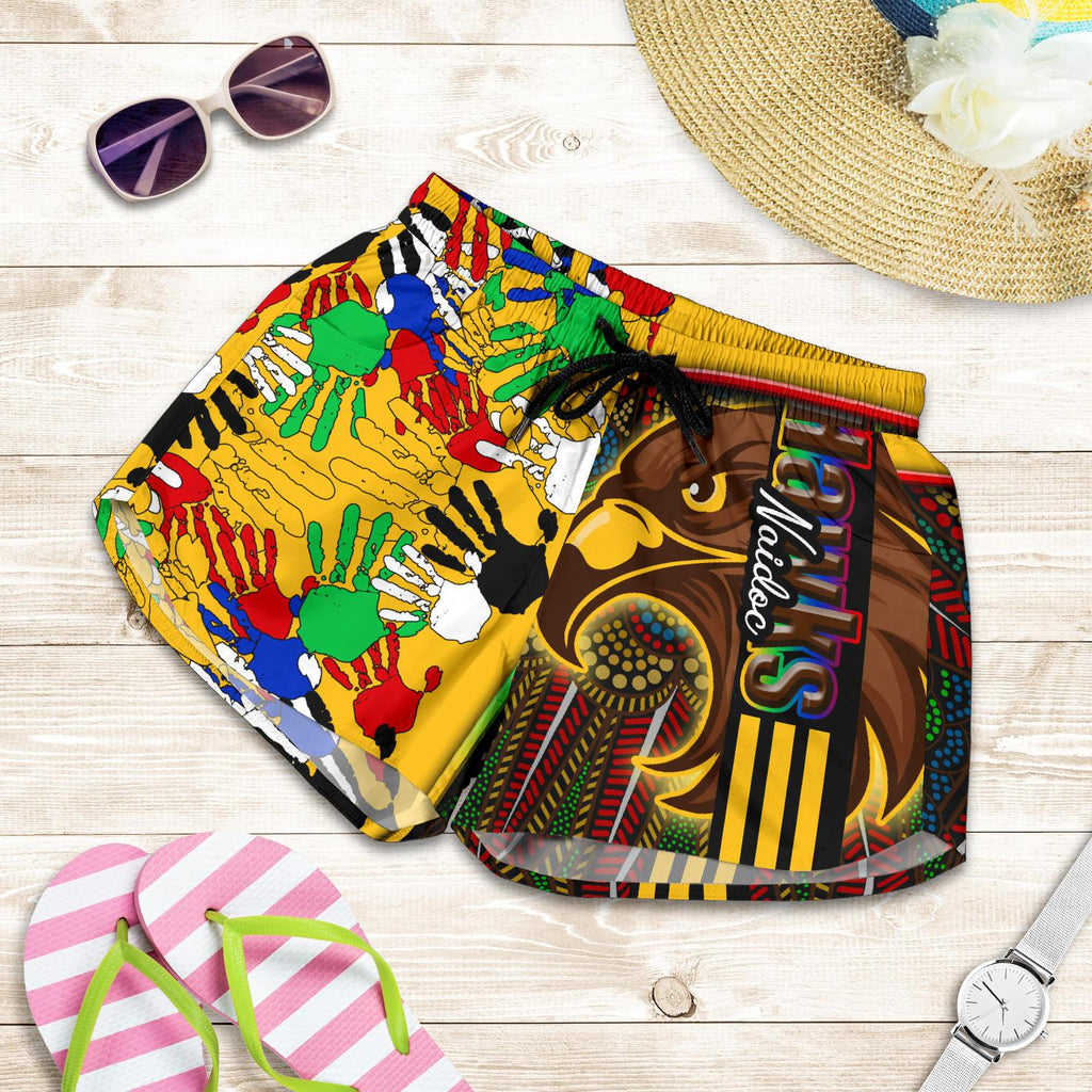 Pride Hawks All Over Print Women's Shorts Hawthorn Naidoc Week Aboriginal Version Special - Vibe Hoodie