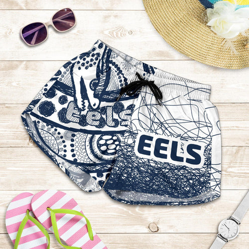 Eels Rugby All Over Print Women's Shorts Line Art Special Version - Vibe Hoodie