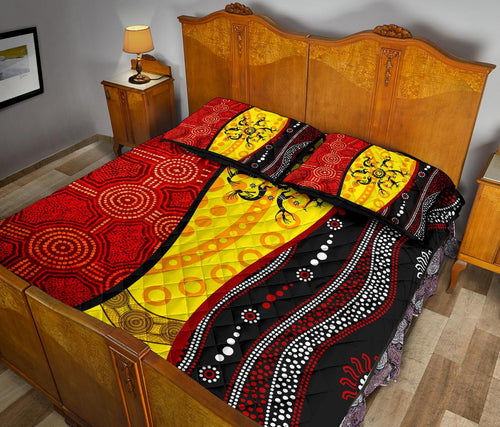 aboriginal-quilt-bed-sets-dreamtime-koori-dance-dot-acrylic-paint