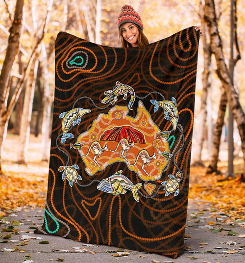 premium-blanket-australia-map-aboriginal-animals-dot-painting-blanket