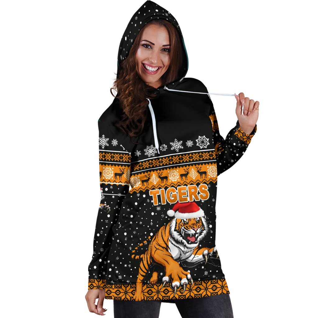 wests-christmas-womens-hoodie-dress-tigers-unique-vibes-black
