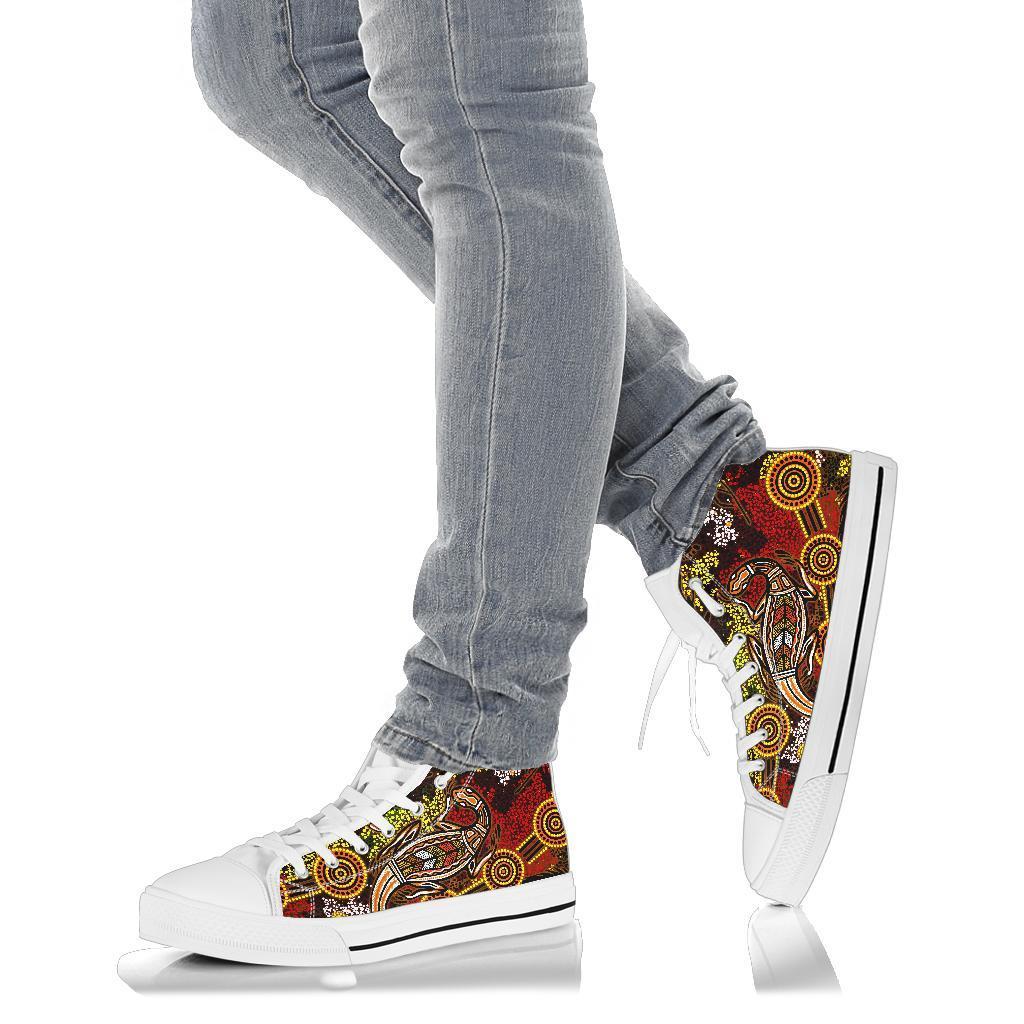 aboriginal-high-top-shoe-kangaroo-and-lizard-dot-painting-art-bn18