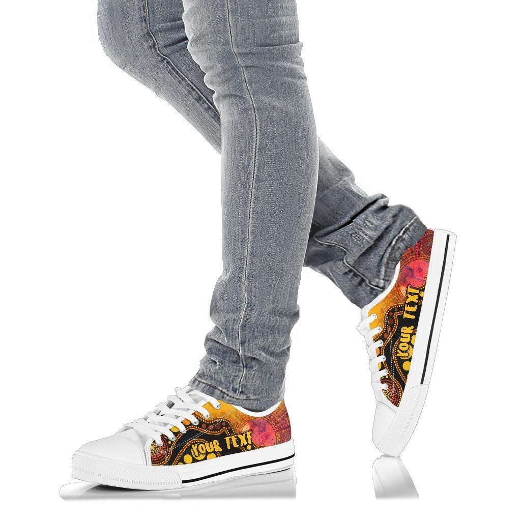 custom-text-aboriginal-low-top-shoes-australia-indigenous-flag-circle-dot-painting-art-golden