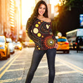 Aboriginal Women's Off Shoulder Sweater - Aboriginal Art Ver01 - Vibe Hoodie