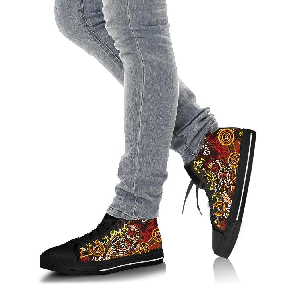 aboriginal-high-top-shoe-kangaroo-and-lizard-dot-painting-art-bn18