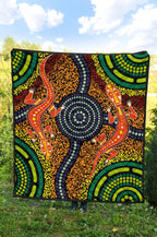 1st-australiapremium-quilt-aboriginal-two-lizards-dot-painting-circle