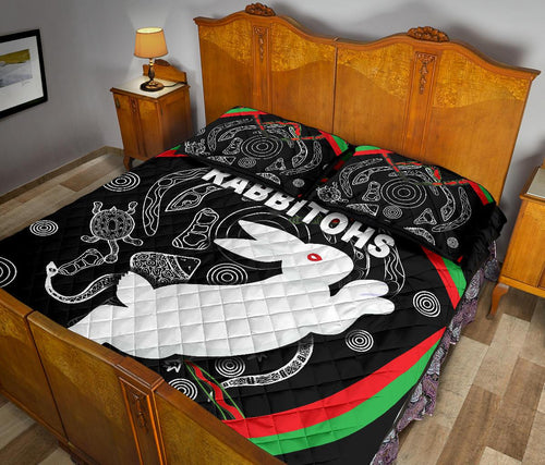 rabbitohs-quilt-bed-set-indigenous-mystery-vibes