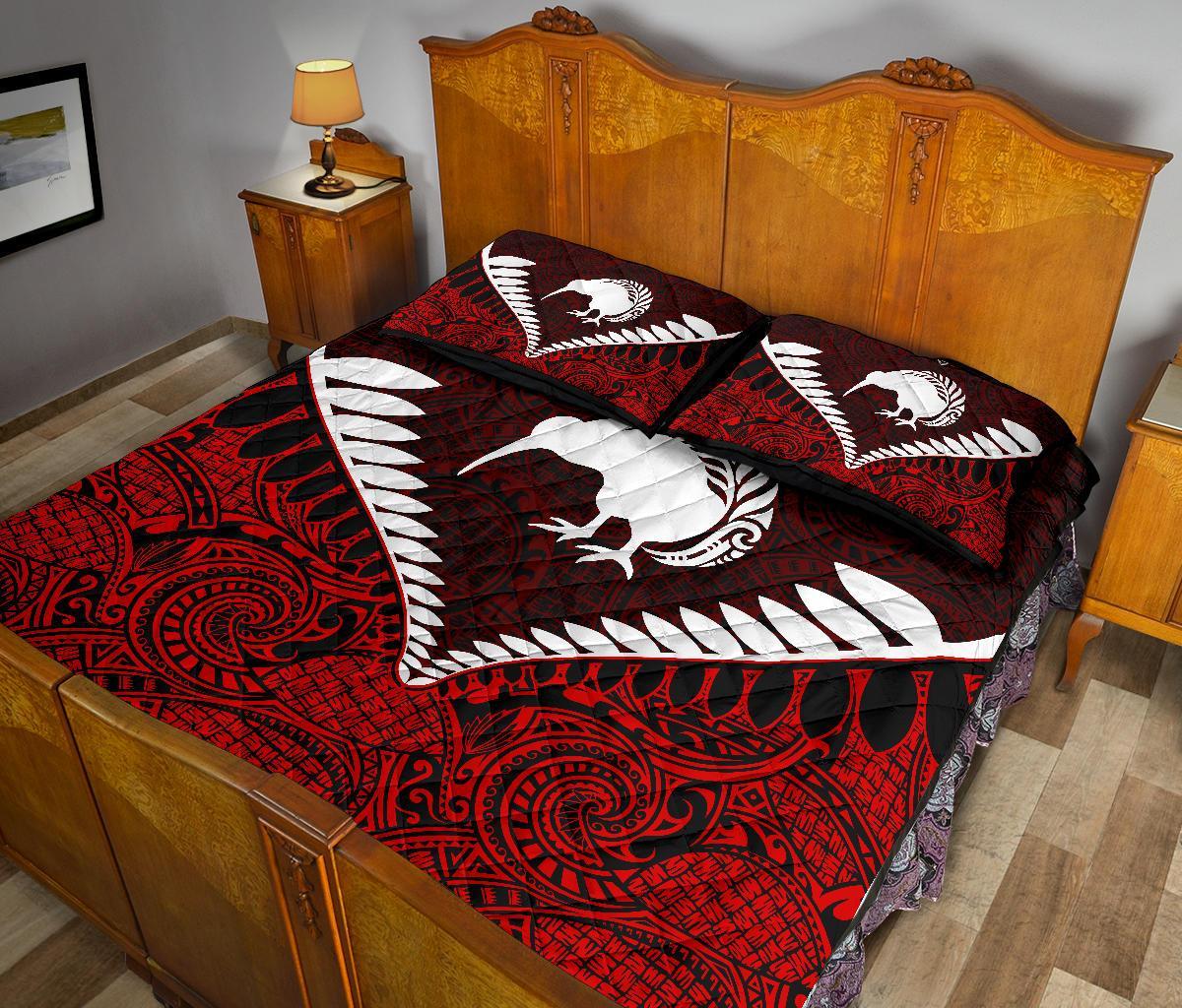 kiwi-silver-fern-classic-quilt-bed-set-red