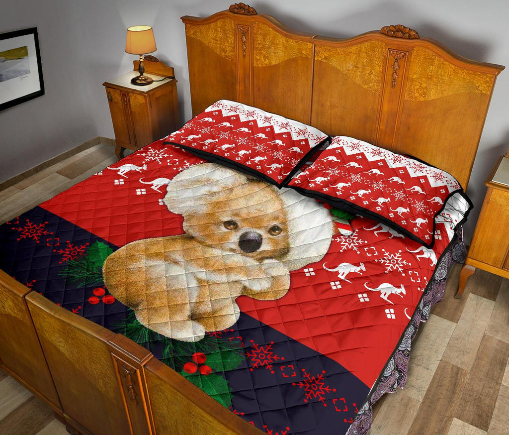 christmas-quilt-cover-set-koala-bed-set-kangaroo-symbol-snowflakes