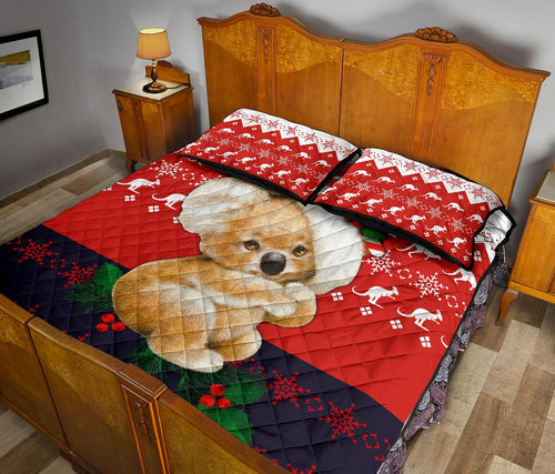 christmas-quilt-cover-set-koala-bed-set-kangaroo-symbol-snowflakes