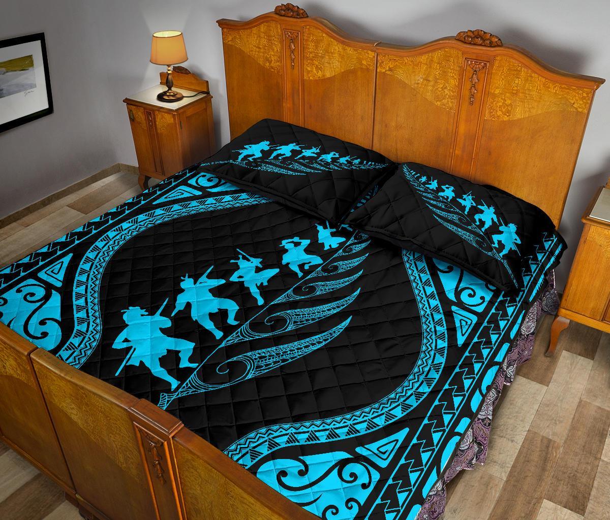 new-zealand-haka-fern-quilt-bed-set-blue