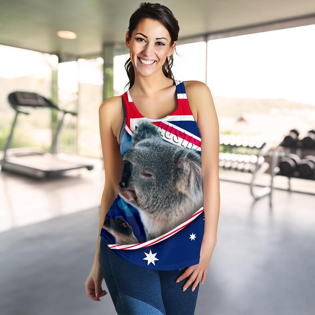 Racerback Tank - Australian Flag and Coat Of Arms Tank Koala 3D - Women - Vibe Hoodie