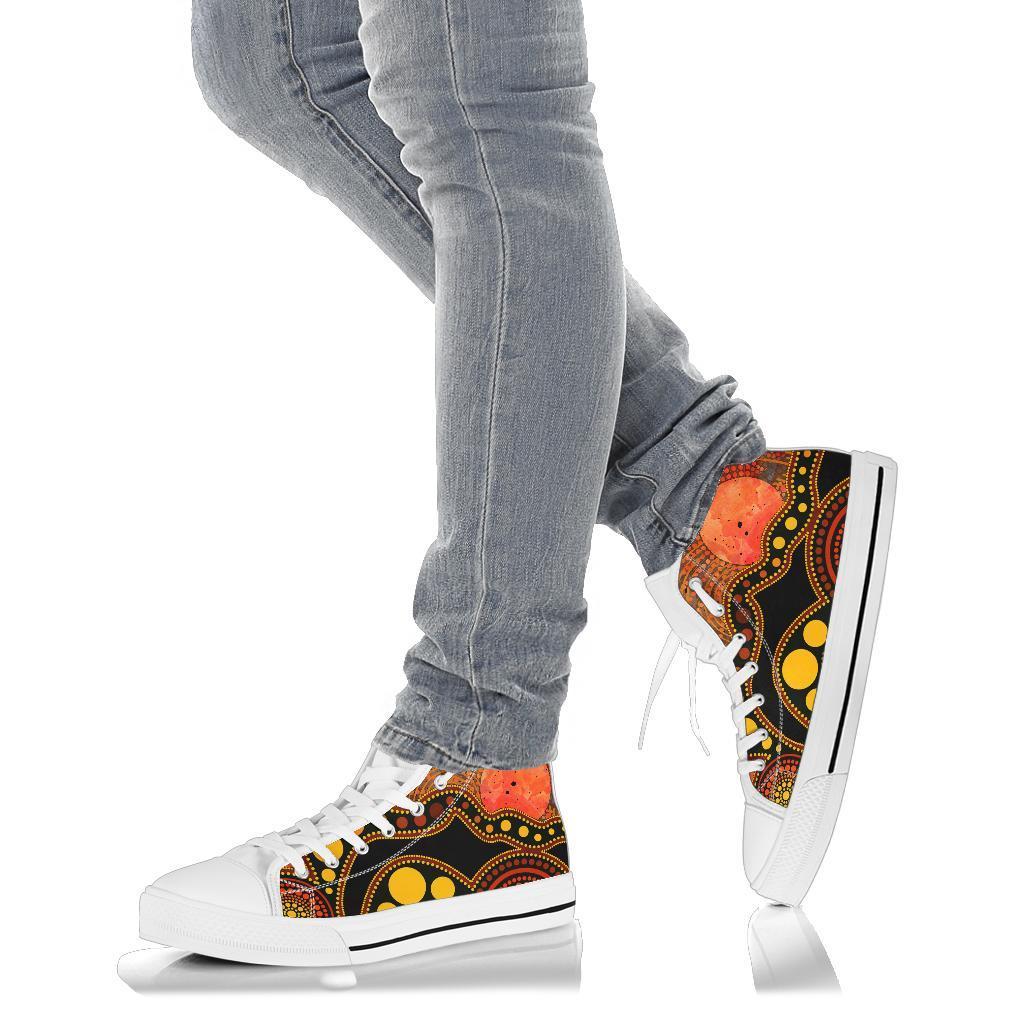 aboriginal-high-top-shoe-australia-indigenous-flag-circle-dot-painting-art-golden