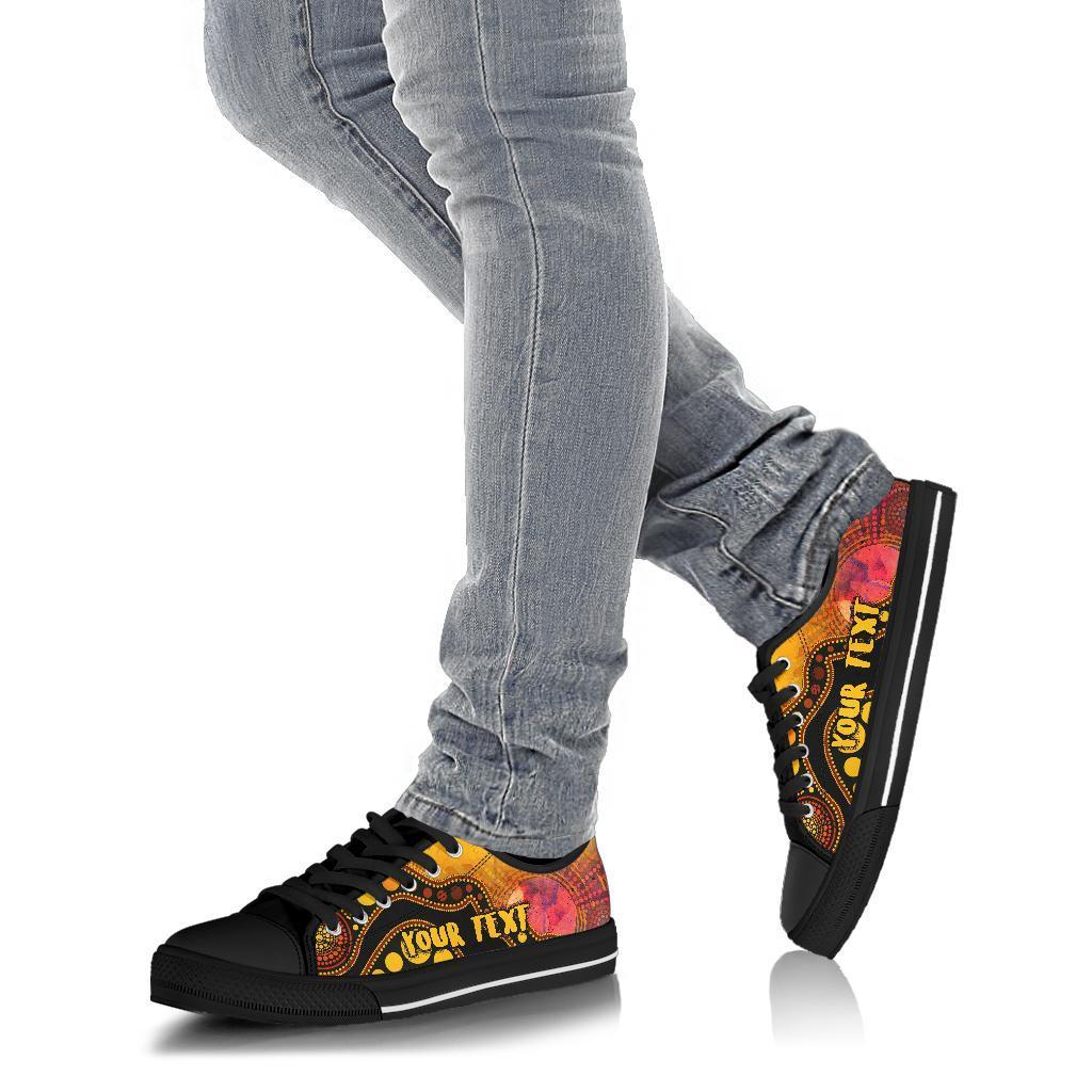 custom-text-aboriginal-low-top-shoes-australia-indigenous-flag-circle-dot-painting-art-golden