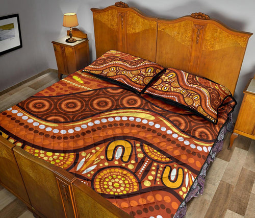 aboriginal-quilt-bed-set-landscape-and-the-sun-dot-painting-art