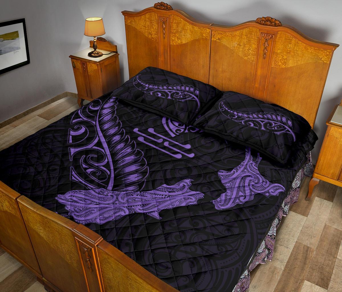 new-zealand-heart-quilt-bed-set-map-kiwi-mix-silver-fern-pastel-purple