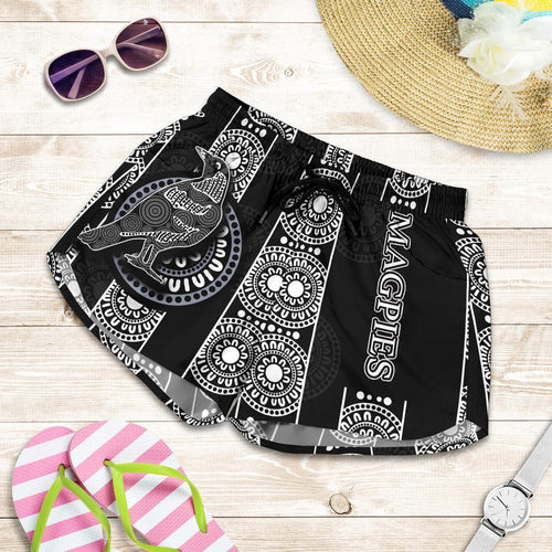 Magpies All Over Print Women's Shorts Aboriginal - Vibe Hoodie