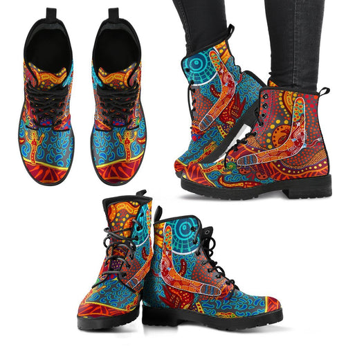 aboriginal-leather-boots-indigenous-boomerang