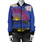 aboriginal-womens-bomber-jacket-sunset-over-the-sea-and-kangaroo-dot-painting