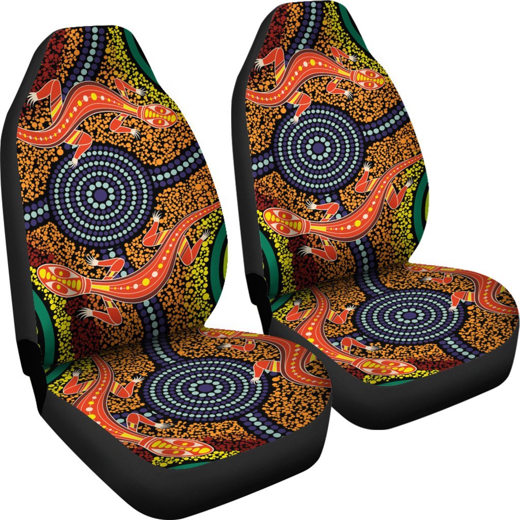 1st-australia-car-seat-covers-aboriginal-two-lizards-dot-painting-circle