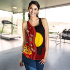 Aboriginal Women's Racerback Tank - Red Indigenous Flag - Vibe Hoodie