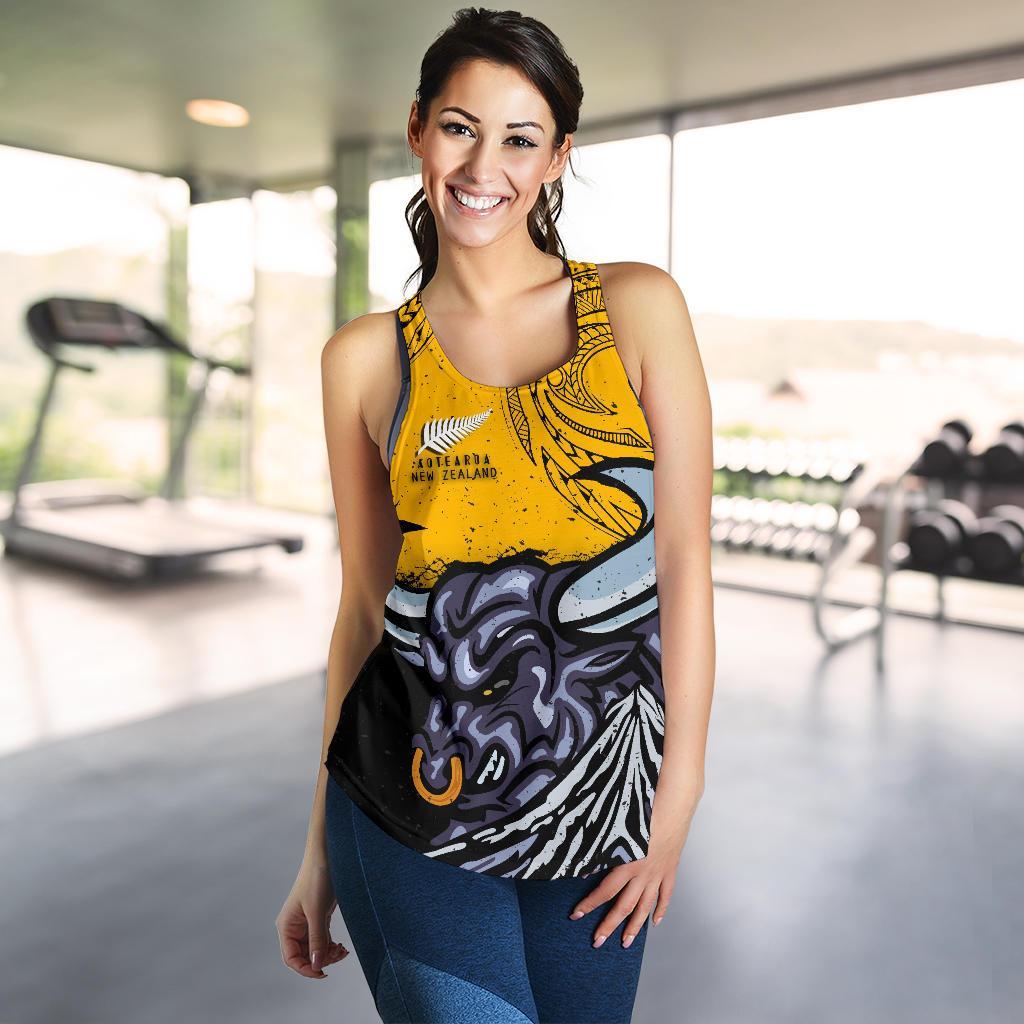 New Zealand Maori Women Racerback Tank Taranaki  Bull - Vibe Hoodie