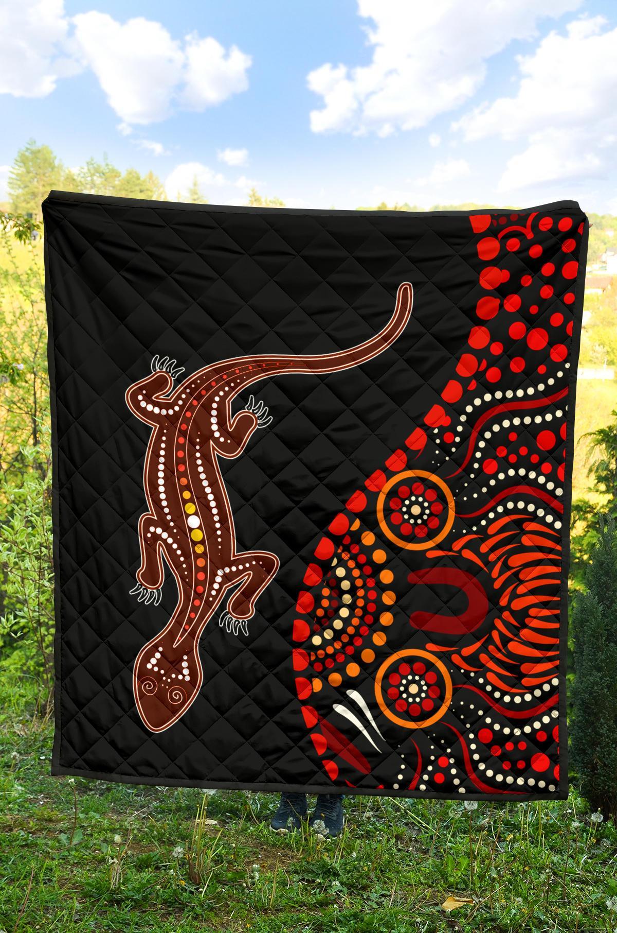 aboriginal-premium-quilt-aboriginal-lizard-with-dot-painting-pattern