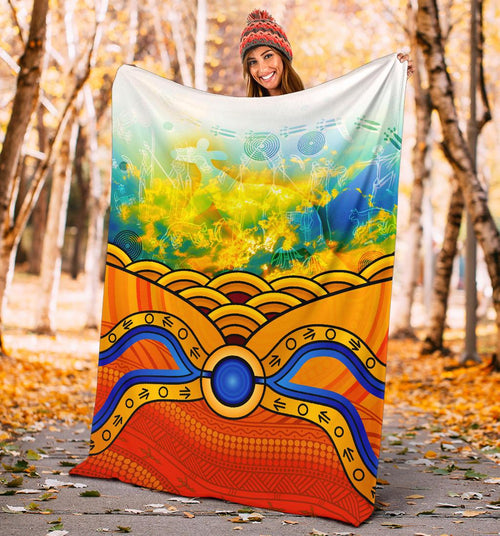 aboriginal-premium-blanket-australia-kangaroo-sky