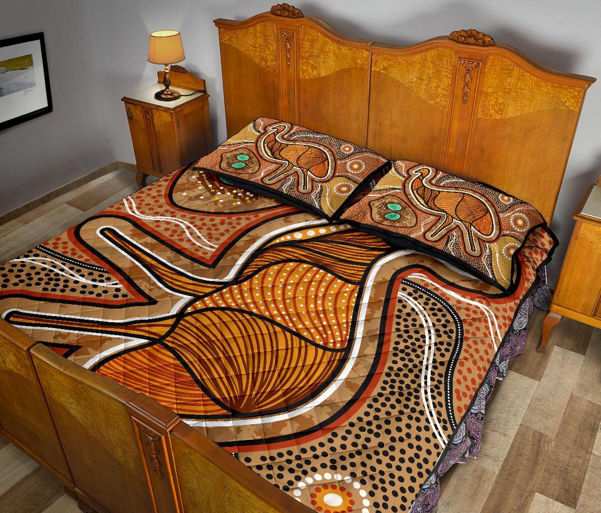 aboriginal-quilt-bed-set-indigenous-emu-vintage-stye