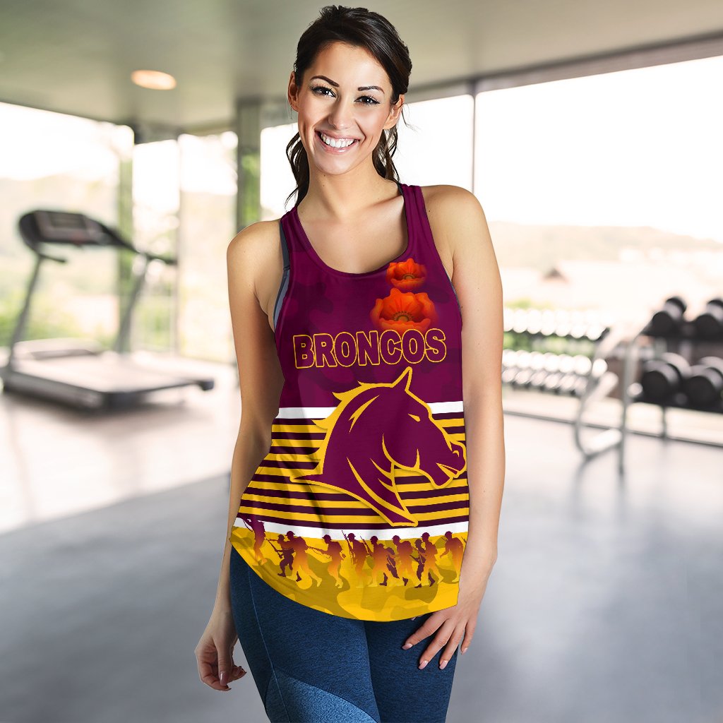 Brisbane Broncos Women's Racerback Tank Anzac Day Simple Style - Maroon - Vibe Hoodie