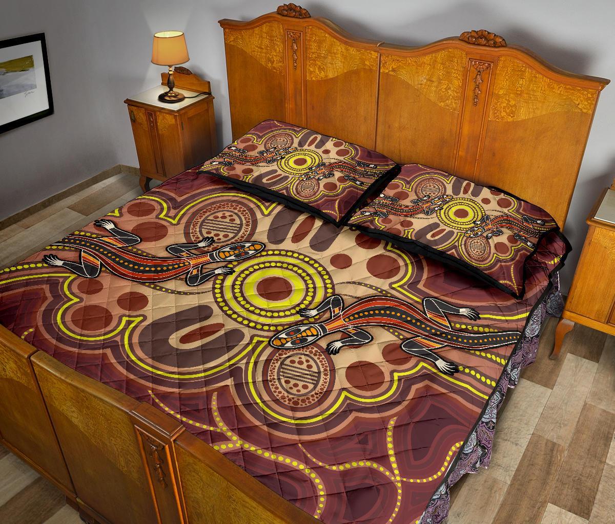 custom-aboriginal-quilt-bed-set-indigenous-lizard-dot-painting-art
