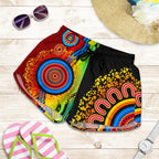 Aboriginal Shorts, Circle Dot Painting Indigenous Blue Dream Women - Vibe Hoodie