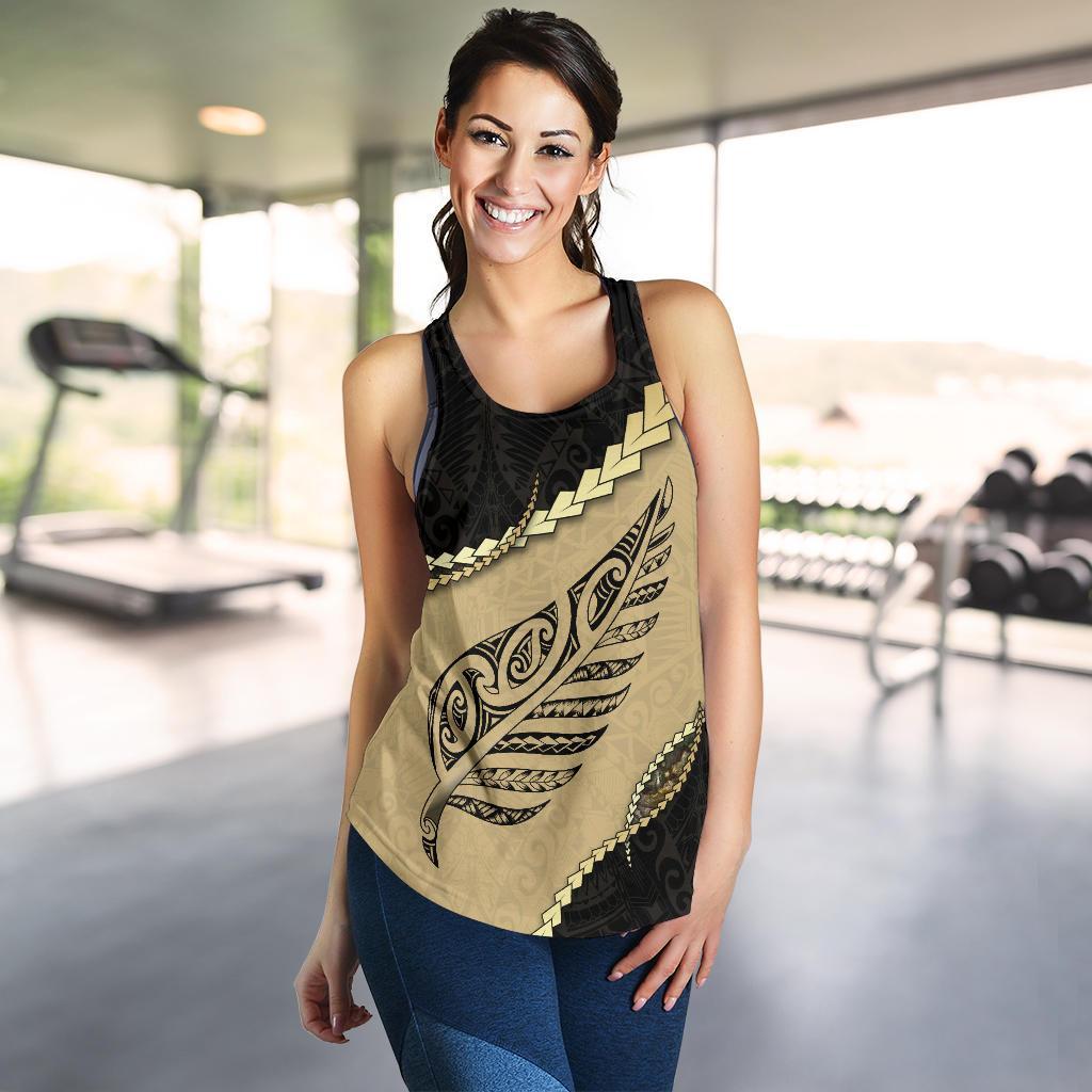 Paua Shell, Maori Silver Fern Women'S Racerback Tank - Vibe Hoodie