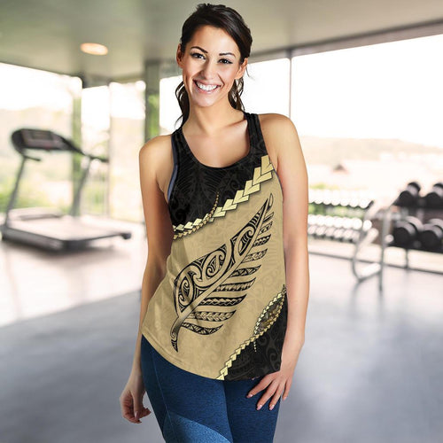Paua Shell, Maori Silver Fern Women'S Racerback Tank - Vibe Hoodie
