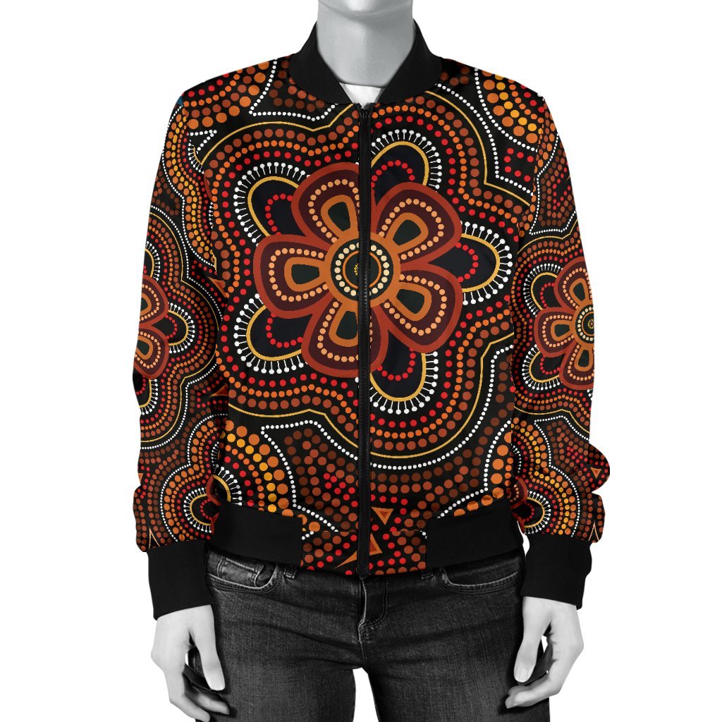 aboriginal-womens-bomber-jacket-aboriginal-dot-painting-flowers-style-ver02