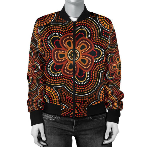aboriginal-womens-bomber-jacket-aboriginal-dot-painting-flowers-style-ver02