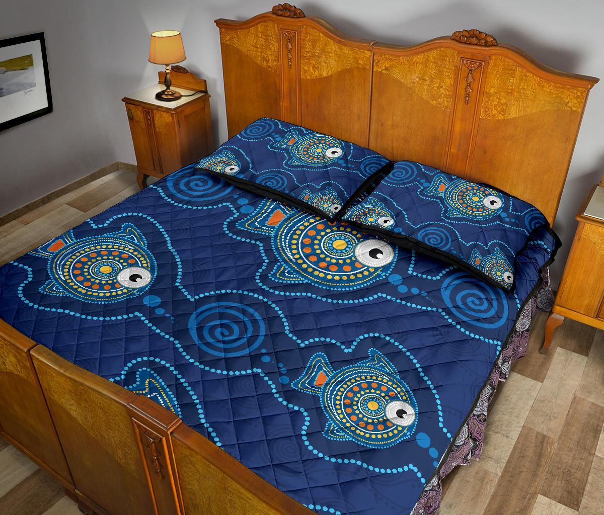 aboriginal-quilt-bed-set-indigenous-turtle-patterns