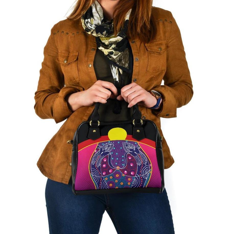 Shoulder Handbag - Aboriginal Sublimation Dot Pattern Style (Violet) - Vibe Hoodie