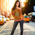 Aboriginal Women's Off Shoulder  - Baby Kangaroo And Dot Painting Patterns - Vibe Hoodie